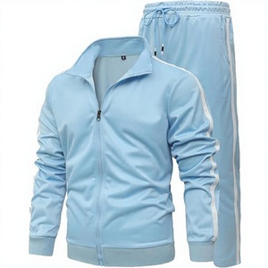 Chándal para Hombre, Color Sólido, Cierre Completo, Cuello Alto, Manga Larga, Ropa Casual de Invierno, Transpirable, Poliéster y Algodón, Ligero - Product Image 2