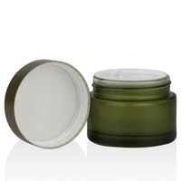 Pot en verre givré vert personnalisé avec couvercle noir, écologique, recyclable, sans plomb, 50g/30g pour les soins de la peau et les crèmes pour les yeux