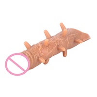 Commerce extérieur Grande masse de simulation en silicone Épais étendu pour hommes Couverture de pénis vibrant Épines Godes réalistes Sexe en caoutchouc souple