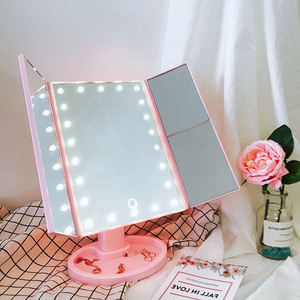 Sıcak satış pembe Mini katlanabilir LED kozmetik aynalar kadınlar için makyaj aynası güzellik ürünleri - Product Image 1