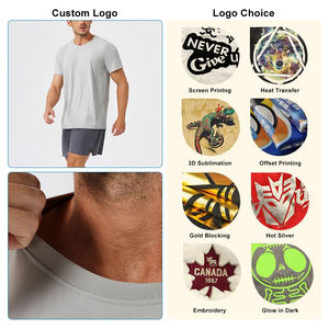 เสื้อยืดออกกำลังกายผู้ชาย แขนสั้น แห้งเร็ว ผ้ารักษ์โลก ดีไซน์เรียบง่าย คอเสื้อแบบยืดหยุ่น พิมพ์โลโก้ตามสั่ง - Product Image 4