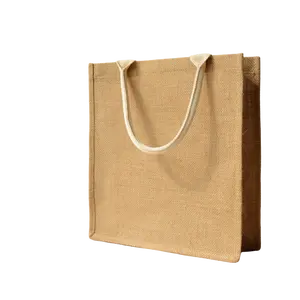مخصص المطبوعة الخيش حمل حقيبة تسوق قابلة لإعادة الاستخدام الجوت كيس بقالة مع مقبض القطن
