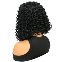 Perruque bandeau synthétique bouclée crépue, sans colle, couleur noir naturel pour femmes
