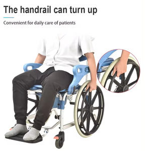 Fauteuil roulant manuel en alliage d'aluminium de haute qualité, bleu médical, cadre léger, fauteuil roulant pour les soins quotidiens des patients - Product Image 5