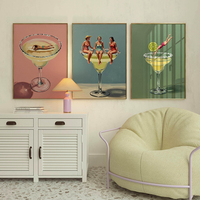 HAOWAI OEMODM 3pcs JMargarita Art Bundle Set 3 Poster Seni Dinding Koktail Retro