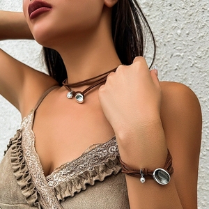 Collana grossa di gioielli in velluto di moda argento XR-00609 all'ingrosso - Product Image 1