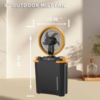 Ventilateur brumisateur portable de 8 pouces avec lumière LED, ventilateur solaire avec panneau solaire, ventilateur rechargeable pour l'extérieur et l'intérieur