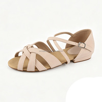 Sandales de danse pour femmes et filles, design classique avec devant croisé et bout ouvert, talon bas, semelle en daim souple, personnalisables