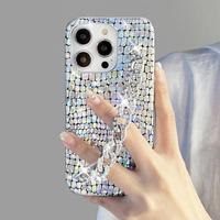 Couverture de téléphone de dragonne brillante à motif d'écailles laser à haute réflectivité pour les filles pour iPhone 15 14 13 12 11 Pro Max Plus anti-dérapant