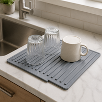 Tapis de séchage en silicone à forte pente pour évier, grande capacité, antidérapant, résistant à la chaleur, pour comptoir de cuisine, vaisselle et tasses