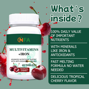 Tabletas Multivitamínicas NFA OEM ODM, Vitaminas Tiamina, Riboflavina, Niacina, 60 Tabletas/Botella, Naturales, Vegetarianas, Apoya los Huesos y los Músculos - Product Image 4