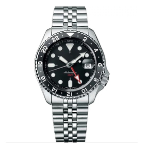 Reloj Deportivo Mecánico para Hombre con 5 Agujas GMT, <span class=keywords><strong>Cadena</strong></span> <span class=keywords><strong>de</strong></span> Cinco Eslabones en Bloques <span class=keywords><strong>de</strong></span> Color, Acero Inoxidable, Movimiento NH34, Esfera <span class=keywords><strong>de</strong></span> Cristal <span class=keywords><strong>de</strong></span> Zafiro - Product Image 2