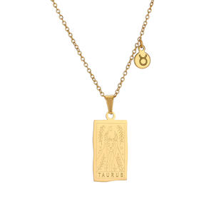 Collar con Colgante de Astrología Cuadrado de Aleación Dorada con las 12 Cartas del <span class=keywords><strong>Tarot</strong></span> del Zodiaco, Regalos Originales - Product Image 1