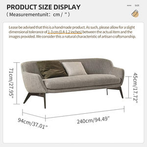 कस्टम लक्जरी इतालवी डिजाइन मजेदार सोफे, आधुनिक घुमावदार चमड़े के कपड़े 2 सीटर सोफे के लिए लकड़ी के आधार के साथ - Product Image 6