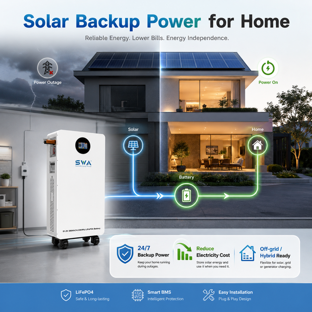 15kWh Smart LiFePO4 Battery 51.2V 280Ah with Bluetooth Monitoring for Home Solar Energy Storage System
