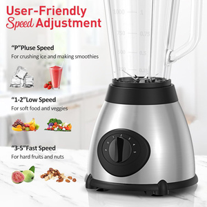 Licuadora Eléctrica de Acero Inoxidable para Smoothies, Portátil, con Vaso de Vidrio y Molinillo, 5 Velocidades, Uso Doméstico - Product Image 4