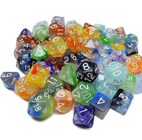 Dés polyédriques en résine marbrée écologique, dés DND personnalisés à plusieurs faces, effet nébuleuse transparent, ensemble de 7 pièces pour jeux de rôle de table