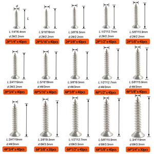 600Pcs <b>Flat</b> Head Phillips Drive Sheet Metal Tek <b>Screws</b> Assortment Grade 304 Stainless Steel Imperial Size A7775 Made In China - Product Image 2