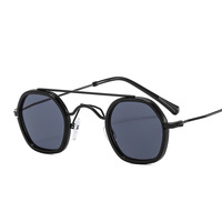 OT8045 Lunettes de soleil rondes à double pont à prix raisonnable Lunettes de soleil Steam Punk Vente en gros Chine Lunettes de soleil à monture métallique pour hommes