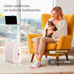 Radiatore Elettrico a Olio Grunkel 1000W Bianco, Riscaldatore per Ambienti - Product Image 5