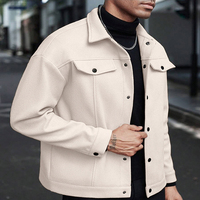 Blouson Bomber Vintage Homme PASUXI Coupe-Vent Col Roulé Toile Hiver Sport Décontracté Vêtement d'extérieur Personnalisé Chaud Bouton Simple Avant