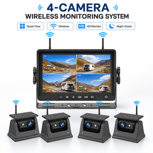 Système de caméra de recul sans fil solaire 1080P HD avec support magnétique, caméra de vision arrière avec moniteur IPS 7 pouces, vision nocturne pour camping-car et camion - Product Image 1