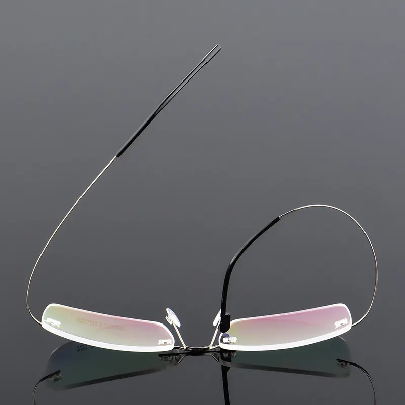 Hot selling Cheap price lightweight alloy temple men rimless optical frames glasses