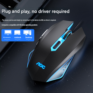 Souris de <span class=keywords><strong>jeu</strong></span> filaire <span class=keywords><strong>AOC</strong></span> avec éclairage RGB respirant, 6 boutons programmables, ergonomique, USB pour PC, ordinateur portable, ordinateur de bureau, joueur - Product Image 3