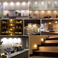 3/6 Paket Lampu LED RGBW Baterai AAA 13 Warna Modern Nirkabel Sensor PIR Terpasang di Dinding Portabel CRI Tinggi 80 Lampu Kabinet