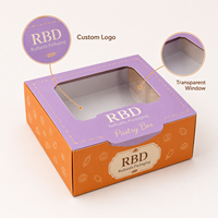 Boîte à pâtisserie personnalisée avec fenêtre transparente, emballage pour desserts de boulangerie, gâteaux, biscuits, beignets, pain et plats à emporter