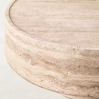 Table basse ronde en travertin, mobilier moderne pour salon, table d'appoint basse pour maison, villa, appartement, salon