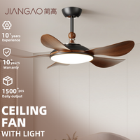 Ventilateur de plafond réglable JIANGAO ZYS3048 avec éclairage, 5 pales en noyer, double couleur, style Mid-Century, lampe décorative et télécommande