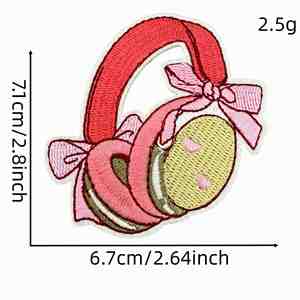 Iron on Embroidered Cartoon <b>Pink</b> Girl Series Cute <b>Bear</b> Candle Headset Cherry Hairclip Patch Garment Accessories - Product Image 4