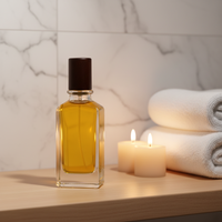 Flacon de parfum vide de 50 ml en verre transparent de forme rectangulaire avec pulvérisateur à pompe, impression de logo personnalisée