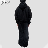 Fabricant de vêtements Logo personnalisé Sablage Fermeture éclair Ensemble sweat à capuche et pantalon de survêtement Sérigraphie Vintage Streetwear Ensemble de sweat à capuche