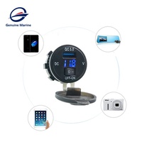 Chargeur USB marin authentique, prise de courant DC12V, voltmètre numérique avec interrupteur pour marine