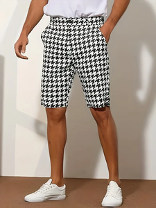 <b>dropshipping</b> Men's Casual Houndstooth Athletic Shorts - Lightweight Polyester Blend, Elastic Waistband with Drawstring - Product Image 3