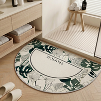 Tapis de salle de bain semi-circulaire antidérapant, séchage rapide, lavable en machine, doux et absorbant, pour entrée de salle de bain et décoration intérieure