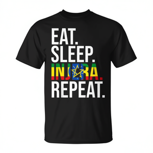 Camiseta para amantes del pan Injera con la frase Eat Sleep Injera Repeat, para entusiastas del pan Injera - Product Image 2