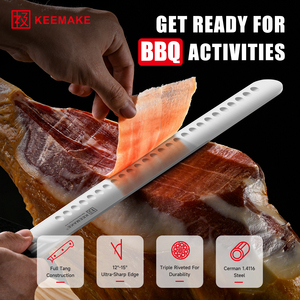 Keemake 12-inch dài thép carbon nhà bếp dao ABS xử lý 4116 Đức thép cho cắt ham brisket bền kim loại nhựa Grip - Product Image 4