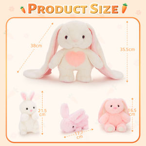 مجموعة ألعاب حيوانات قطيفة على شكل أرنب طويل الأذنين 4 في 1 قابلة للتخصيص للأطفال، هدية مثالية لتزيين غرفة النوم وحضانة الأطفال ومساعدة النوم في عيد الفصح - Product Image 4