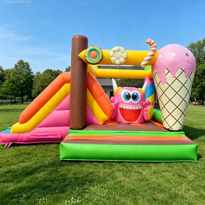 Château gonflable monstre de la crème glacée coloré pour enfants, idéal pour les divertissements en plein air, parcs et jardins (à louer) - Product Image 3