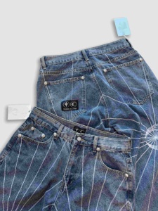 Jeans Denim Y2K di Alta Qualità Stile Spider-Man, <span class=keywords><strong>Pantaloni</strong></span> da Uomo di Marca Designer, Moda Hip Hop Elasticizzata, <span class=keywords><strong>Pantaloni</strong></span> Neri Thug Club - Product Image 4