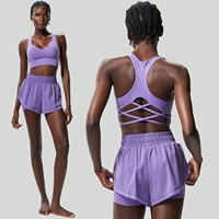Combinaison de sport pour femme Aoyema, séchage rapide, anti-déchirure, tennis, course à pied, saut, avec short, ensemble 2 pièces pour vêtements de sport