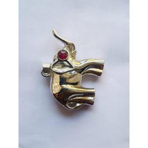 925 Sterling Silver Vintage Style <b>Elephant</b> Shaped Pendant Gold Plated Natural Amethyst Gemstone Diamond Fine Charms <b>Necklace</b> - Product Image 1