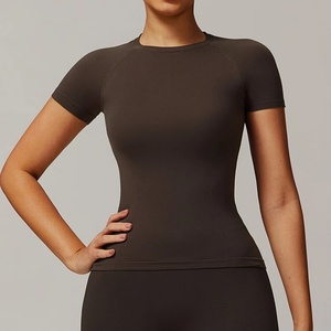 Camiseta Deportiva Personalizada al por Mayor, Camiseta sin Costuras para Gimnasio, Tops Ajustados, Tela de Camiseta sin Costuras, Camiseta de Punto para Mujer - Product Image 5