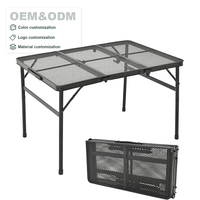 Table de camping pliante triple moderne Hangrui de taille moyenne avec plateau en maille de fer, légère et réglable en hauteur, idéale pour les hôtels et villas
