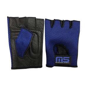 Customize Logo Half Finger Genuine Leather Gym Gloves with Wrist Support for Weight Lifting and Sports Unisex - Product Image 1