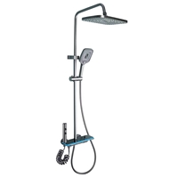Robinets muraux en acier inoxydable plaqué carré chromé noir Robinets Ensemble de douche à effet pluie pour salle de bains