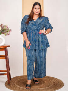 Women's <b>Tie</b>-<b>Dye</b> Ankle Length Top With Trouser Half Sleeve Cord <b>Set</b> For Women Cotton Long Jumpsuits Western Dress for Women - Product Image 4